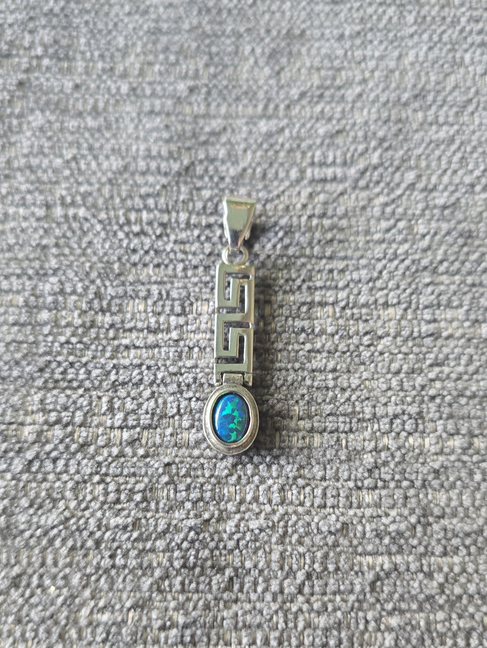 925 Sterling Silver Blue Opal Geometric Drop Pendant